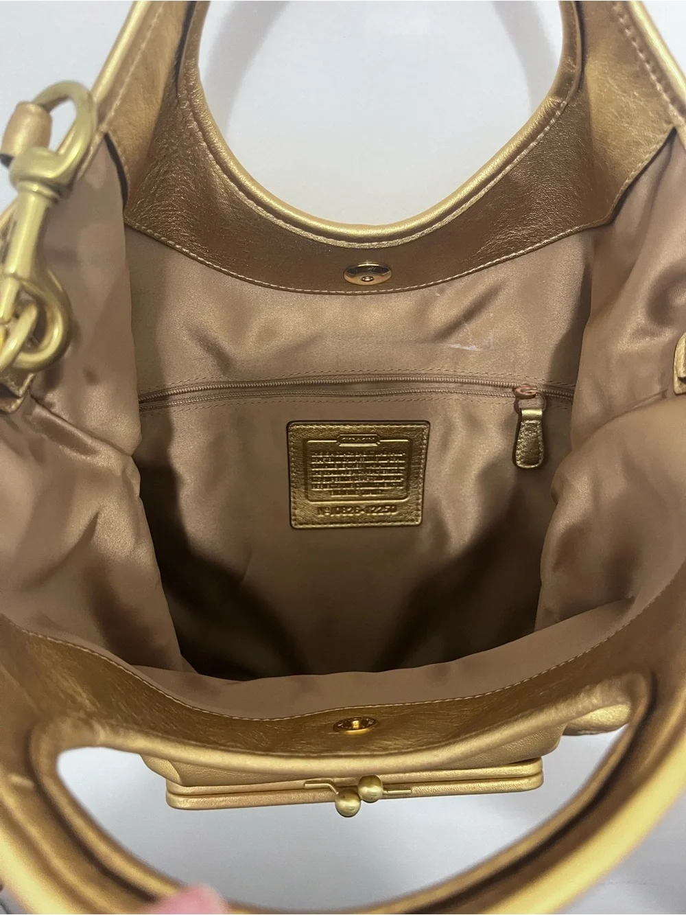 Coach Metallic Gold Leather Hobo with Circular Handle